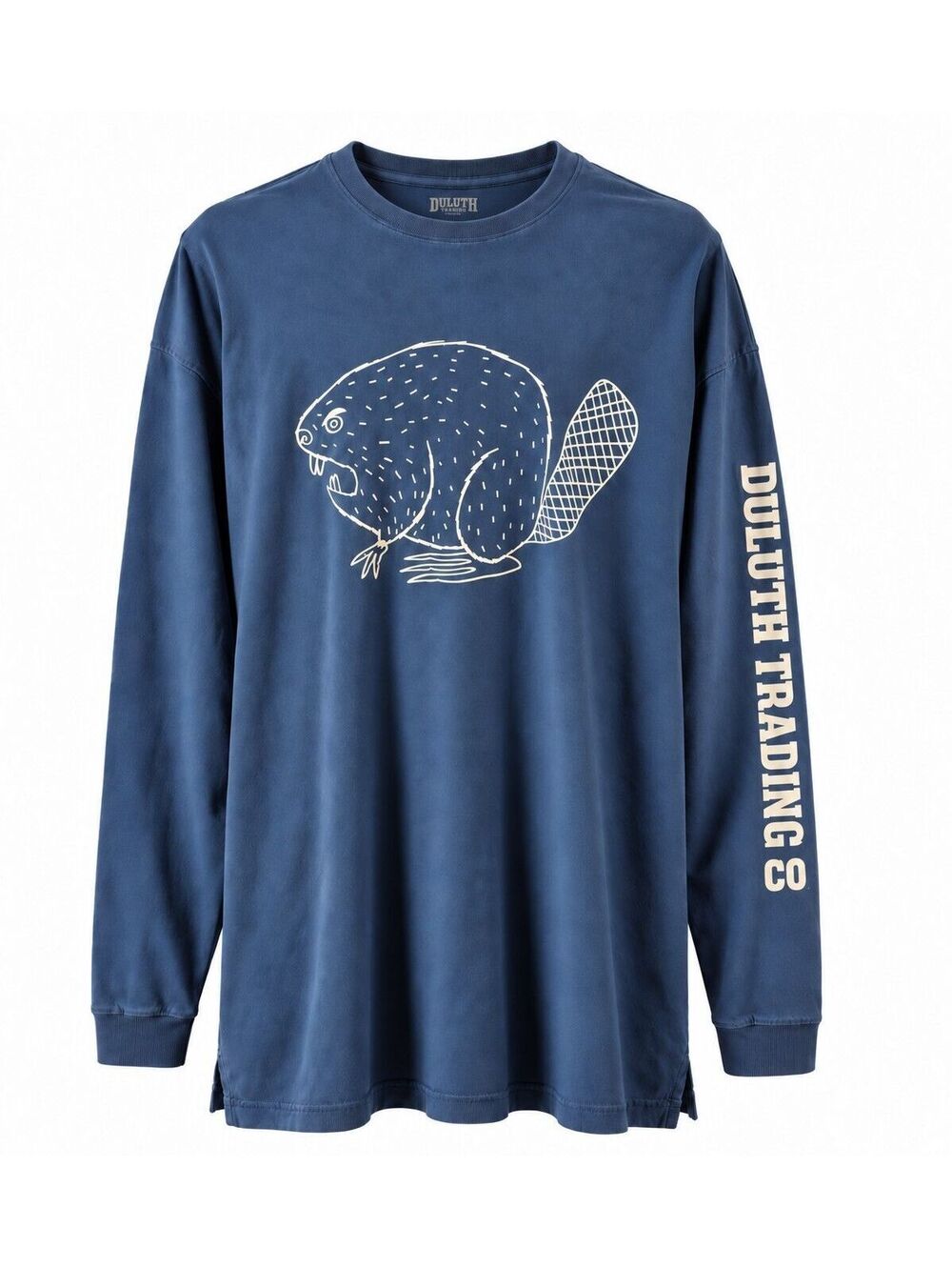 Duluth Trading Co Longtail T 2XL Blue Beaver Graphic Long Sleeve Shirt